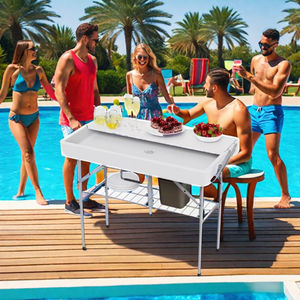Pieghevole all'aperto <span class=keywords><strong>tavolo</strong></span> di raffreddamento del ghiaccio con scarico per la festa estiva picnic birra fredda bevanda e cibo - Product Image 3