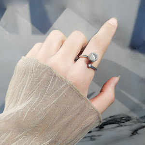 Bague ajustable unisexe en cuivre plaqué or avec opale œil-de-chat rotative, anti-stress, vente en gros - Product Image 3