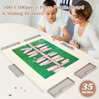 Table de puzzle rotative en plastique de 35 pouces avec 6 tiroirs, capacité de 300/500/1500 pièces, pour adultes