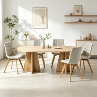 Meubles d'intérieur nordiques de luxe modernes, grande table à manger en bois, table à manger ovale en bois pour restaurant
