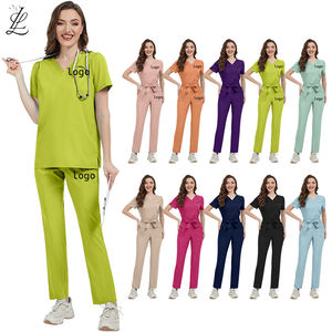 ชุดยูนิฟอร์มโรงพยาบาลคอวีตรงสำหรับ2025ร้านเสริมสวยชุดพยาบาลทางการแพทย์สำหรับผู้หญิงกำหนดโลโก้ได้เอง - Product Image 1