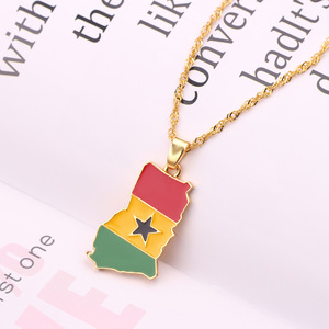 Nuevo país <span class=keywords><strong>Mapa</strong></span> bandera collar África Guinea Ghana Liberia submarino Jamaica África del Sur del <span class=keywords><strong>Congo</strong></span>, Honduras colgante collar de cadena - Product Image 2