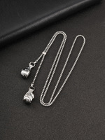 Collier tendance européen en acier inoxydable avec pendentif gant de boxe et double poisson, chaînes polyvalentes, bijoux de mode personnalisés pour hommes MGXL638