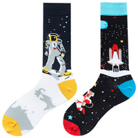 Chaussettes pour hommes en coton, personnalisées avec logo de designer, style mode, à motif bande dessinée amusante et joyeuse, type tube, mi-mollet, anime, vente en gros, nouveauté