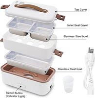 Cuisinière à riz électrique portable en acier inoxydable, 2 couches, 800 ml, boîte à lunch chauffante pour la maison, le bureau, le camping, cuisiner, réchauffer les aliments