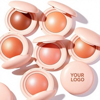 Bedak Pipi Baked Blush Vegan Label Pribadi Pigmentasi Tinggi Shimmer Glow Tahan Air Tahan Lama OEM Logo Kustom