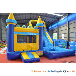 <span class=keywords><strong>Château</strong></span> gonflable commercial en PVC <span class=keywords><strong>bleu</strong></span> et jaune classique, combo <span class=keywords><strong>château</strong></span> de saut avec toboggan aquatique et piscine - Product Image 3