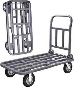 Carro de plataforma plegable de gran capacidad con 4 ruedas, tubo cuadrado, silencioso, de alta carga, de acero engrosado, carro de arrastre OEM para herramientas de compras - Product Image 5