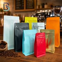 Sacs à café en plastique à fond plat avec fermeture éclair Lebei Packing, avec valve pour le stockage des aliments et des grains de café, fournisseur et fabricant