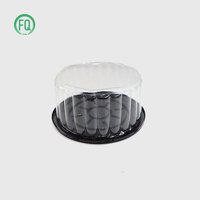 Boîtes à gâteaux biodégradables avec couvercle transparent rond et base noire