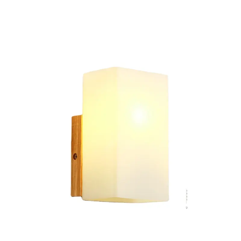 Semplice Nordic Wood Art soggiorno camera da letto comodino corridoio balcone vetro legno massello lampada da parete collezione lampadari G