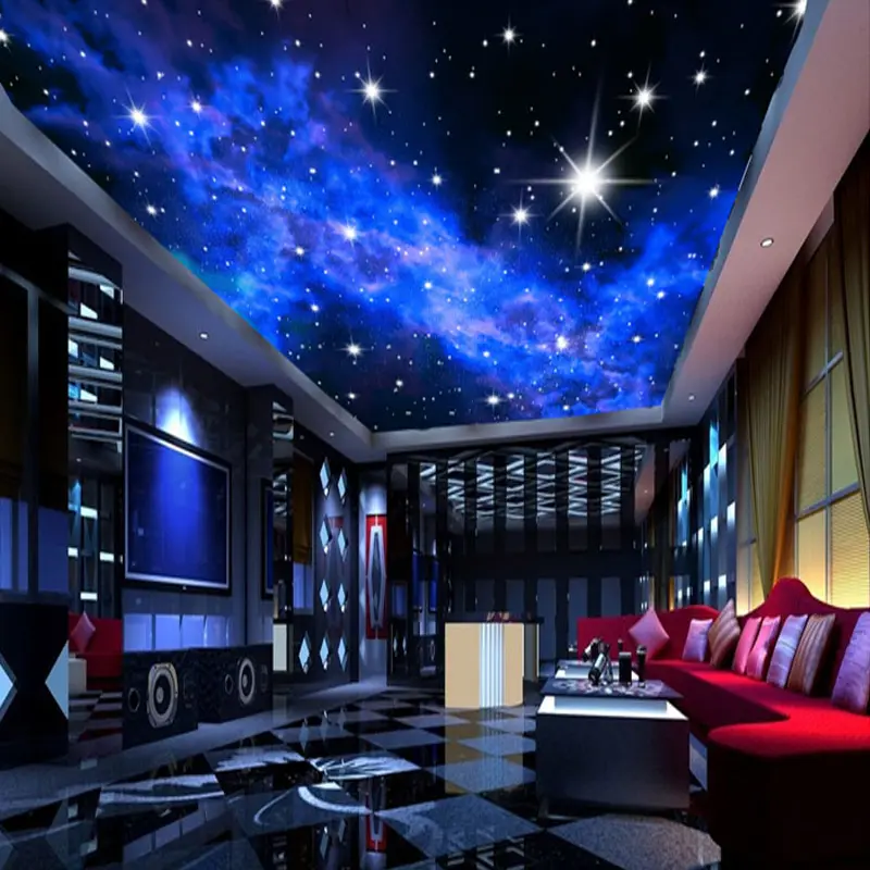 Aluminum Stretch Ceiling Galaxy space starry Pop night sky pvc ceiling panels 3D Effect PVC Stretch Ceiling Film