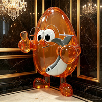 Statue Mascotte Créative en Résine Orange Transparente Écologique, Modèle Adorable de Personnage de Dessin Animé en Forme de Cube qui S'embrasse
