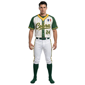 Maillot de baseball Cobra pour homme, manches courtes, rayures vertes et blanches, 24, respirant, coupe régulière, toutes saisons, vêtements pour adultes - Product Image 5