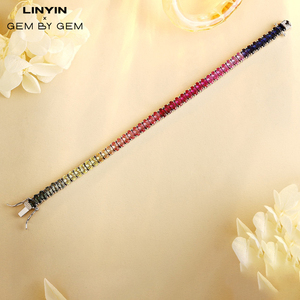 Cadena de Tenis de Plata y Oro de Fabricante Experimentado, Resistente al Deslustre, Impermeable, Brazalete de Tenis con Rubíes Rosados de 4 mm - Product Image 4