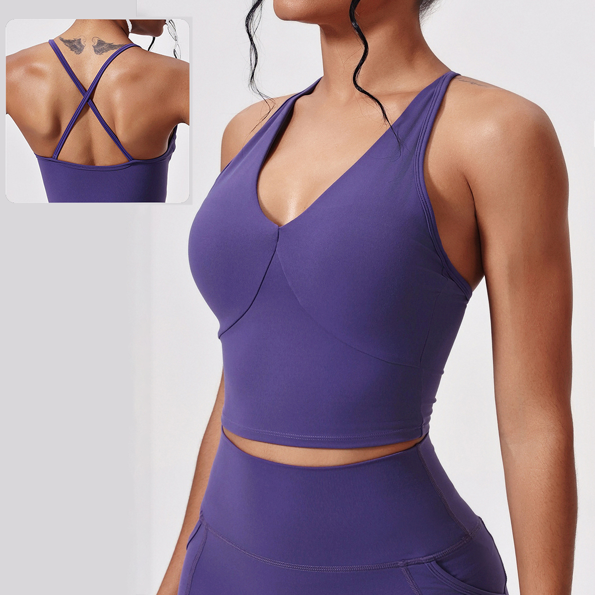 Custom Women Quick Dry V Neck Breathable Sleeveless Vest Outdoor Fitness Gym Women Yoga Tank Top