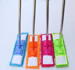Tête <span class=keywords><strong>de</strong></span> vadrouille plate en microfibre chenille 40*13cm avec long manche télescopique <span class=keywords><strong>pour</strong></span> le nettoyage des sols. - Product Image 1