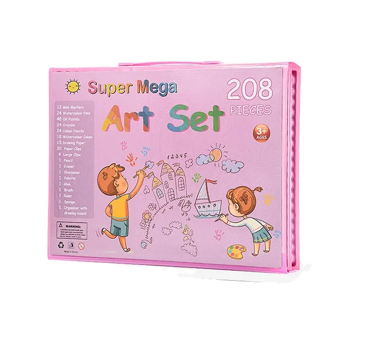208 peças Art Supplies produzido Óleo Pastel Lápis Colorido Marcadores Pintura Desenho Brinquedos Art Set Case