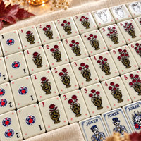 Ensemble de Mahjong Américain Original d'Halloween en Gros, 160 Tuiles avec Tapis Violet, Supports en Acrylique, Sac de Transport, Jeu de Luxe, Cadeau, OEM ODM