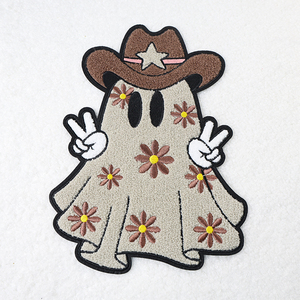 Parches personalizados de color rosa para Halloween, chenilla bordada, Parche de calabaza para planchar, tela de sarga, decoraciones navideñas - Product Image 4