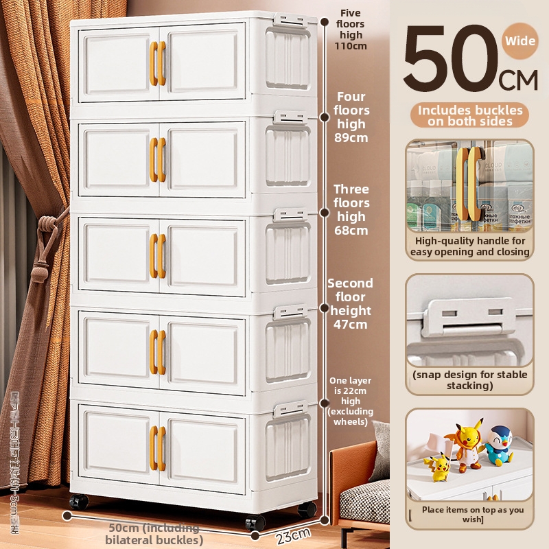 50-sided wide folding cabinet white