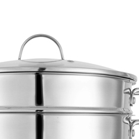Marmite à vapeur à 3 couches en acier inoxydable de 28cm avec couvercle en verre