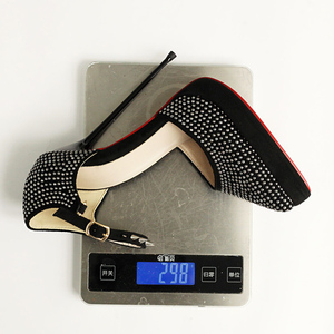 Sandalias de tacón de aguja extremadamente alto para mujer con correa de tobillo y remaches, estilo bailarina, con diamantes, de plataforma, con recortes laterales, tipo zapatos de vestir - Product Image 6