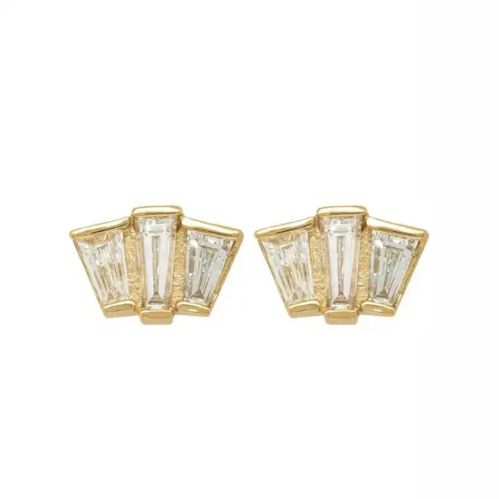 Contemporary Geometric Gold and Diamond Drop Earrings