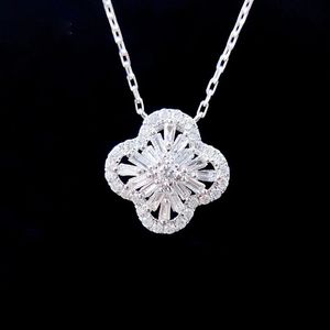 Xinfly 0.3CT Natural Diamond Classic Four <b>Leaf</b> Clover Necklace 18K Real Pawnable White Gold - Product Image 2