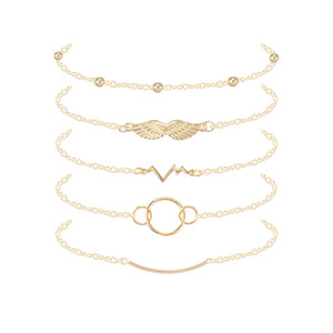 Custom-made ECG wings for cross-border trade with Europe and America; trendy simple beaded circle 5-piece <b>bracelet</b> <b>set</b> - Product Image 4