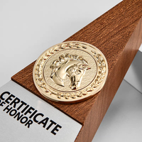 Trophées JN en bois massif Plaque de trophée en bois gravée créative personnalisée Trophée de récompense en bois d'entreprise avec métal