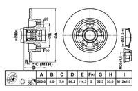 Repuestos de Sistema de Frenos para Automóviles Terbon de China, Disco de Freno Sólido de 260 mm para Eje Trasero, Rotores de Freno de Disco para Renault Modelo 43200-7595R