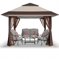 Tonnelle escamotable en métal, abri portable imperméable avec moustiquaire pour terrasse extérieure et fêtes de jardin