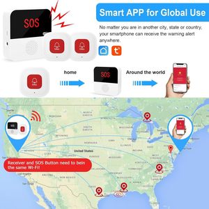 Angus wifi thông minh người cao tuổi Hệ thống cảnh báo nút hoảng loạn SOS gọi Báo động người cao niên 150 ft phạm vi nhà tuya ứng dụng máy nhắn tin khẩn cấp cá nhân - Product Image 6
