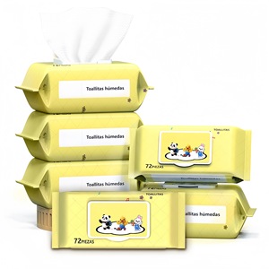 Lingettes humides pour bébé, 72 pièces avec couvercle, pour le nettoyage des bébés, utilisation en voyage - Product Image 1