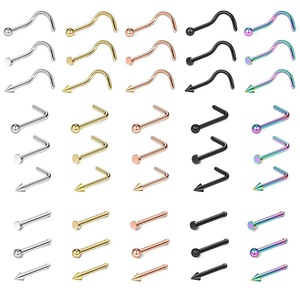 Piercings de Nariz de Acero Inoxidable en Forma de 7 y 5, Joyería Corporal con Zirconia, Barra en L Curva de 8mm, Barra Recta, Anillos de Nariz - Product Image 4