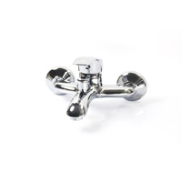 Robinet de douche mural moderne en alliage de zinc poli avec cartouche céramique, mitigeur monocommande eau chaude et froide