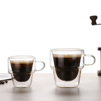 Tasses à expresso en verre borosilicate transparent isolées, 5 oz, 10 oz, à double paroi, pour café et thé, pour la maison et le bureau