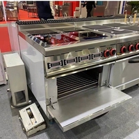 Cuisinière à induction électrique à double zone, four, 4 brûleurs, acier inoxydable (qualité 304), nettoyage facile, 18,8 kW, pour hôtels, buffets, restaurants