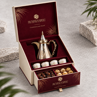 Boîte Cadeau Broderie Palmier, Pochette de Rangement Portable, Emballage de Luxe Ramadan pour Tasses à Café, Desserts et Cadeaux Alimentaires