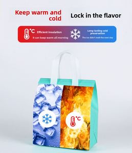 Custom Logo Hot Cold Food Delivery Bag Eco PP Nonwoven Aluminum Foil Insulated <b>Cooler</b> Bag for Professional Catering Takeout - Product Image 3
