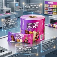 Rouleau de film laminé brillant de qualité alimentaire imprimé sur mesure, rouleau de plastique thermoscellable en aluminium pour l'emballage alimentaire