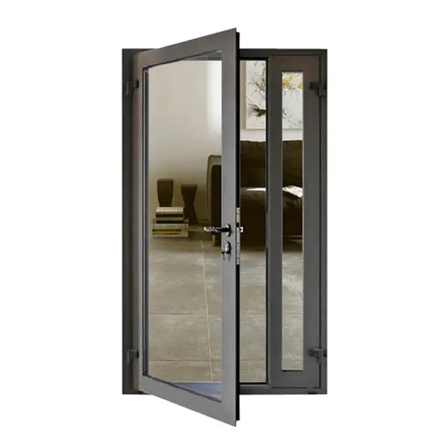 De vidrio doble de aluminio holandés lowes puertas interiores con inserciones de vidrio de lujo de manijas de puerta de vidrio interior y puerta abatible