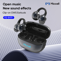 Miccell écouteurs à pince TWS casques de sport de jeu à faible latence écouteurs à conduction osseuse sans fil Ows oreille ouverte Tws écouteurs