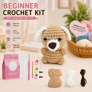 <strong>Starter</strong> Learn to Animal Beginner Diy Crochet Kit Needles Set <strong>Puppy</strong> Toy Crochet Dog Amigurumi Crochet Kit for Beginners - Product Image 1