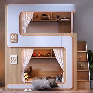 <span class=keywords><strong>Cama</strong></span> <span class=keywords><strong>litera</strong></span> infantil LED futurista moderna con escaleras de almacenamiento, cajones, estantería, muebles para dormitorio infantil, <span class=keywords><strong>cama</strong></span> doble. - Product Image 4