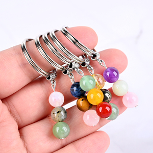 Porte-clés en cristal de guérison en gros, perles de pierres naturelles mélangées avec carte pour cadeaux - Product Image 5