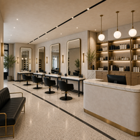 Étagère de présentation en bois pour l'aménagement de magasins entiers, idéale pour salons de coiffure, aéroports et quartiers commerciaux – Conception simple