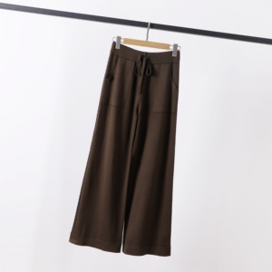 New Design Spring Autumn 2022 High Temperature Stereotypes Knitted Wide Leg <strong>Pants</strong> Casual High Waist <strong>Drawstring</strong> Knitted <strong>Pants</strong> - Product Image 3
