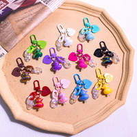 Porte-clés Canard Dégradé Mignon avec Strass, Pendentif Cœur en Résine Brillante, Breloque pour Sac ou Téléphone pour Femmes et Filles, Mini Porte-clés Canard
